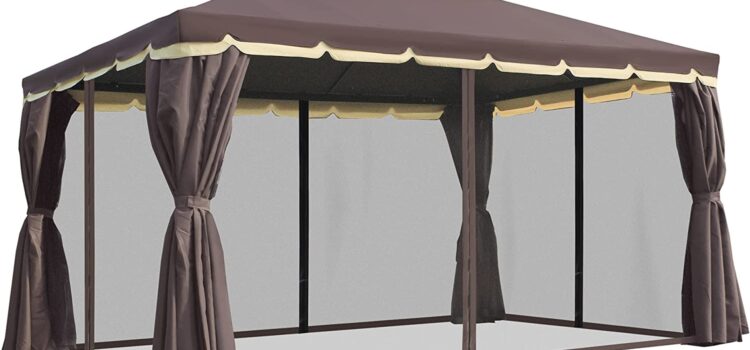 Outsunny 4x3m Garden Gazebo, with Ventilated Roof, 4 Side Curtains